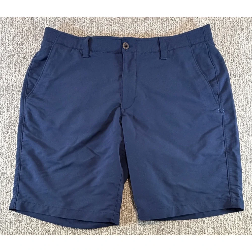 Under Armour Golf‎ Shorts Mens 38 Navy Blue Performance Flat Front Logo